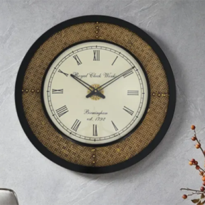 Ethnic Wall Clock With Black Polish