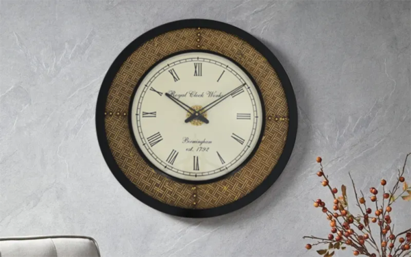 Ethnic Wall Clock With Black Polish