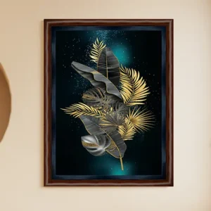 Abstract Golden Leaf Decorative Wall Frame – 22×32 Inches