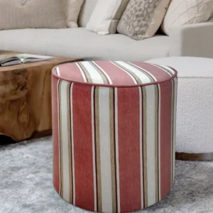 Brio Stripe Ottoman – Red & White – 17.72 Inches