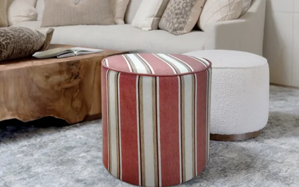 Brio Stripe Ottoman – Red & White – 17.72 Inches