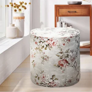 Petal Floral Ottoman – Rust & Olive – 17.72 Inches