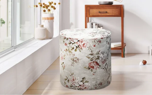 Petal Floral Ottoman – Rust & Olive – 17.72 Inches