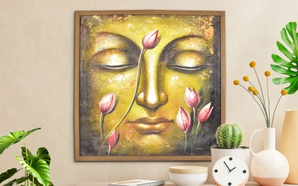 Acrylic Buddha with lotus picture frame